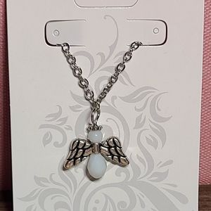 White Angle Charm Necklace